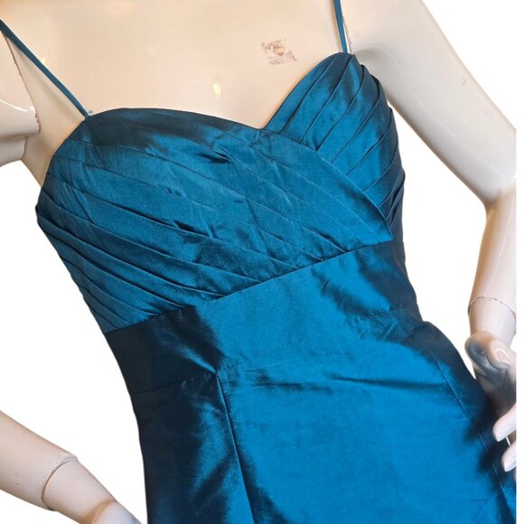 Matte Satin Teal ANGELINA FACCENDA Formal Gown sz 12 - Picture 2 of 12
